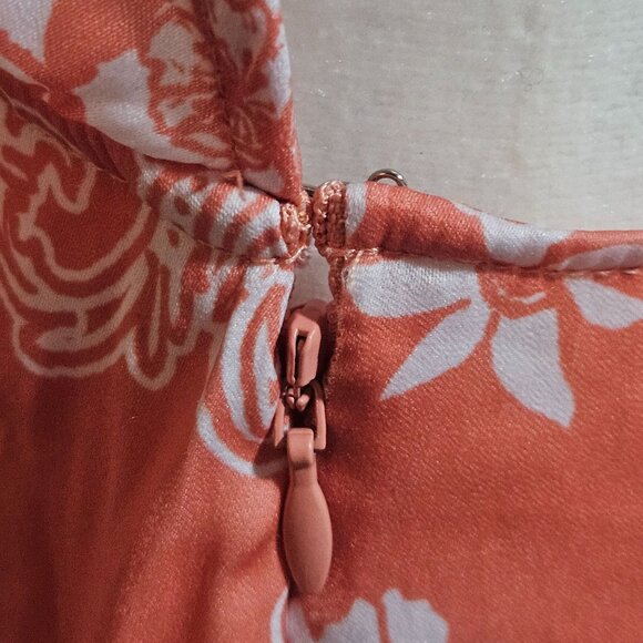 Free People Ashley Coral & White Floral Halter Dress Size 2 Spring Boho Maxi - Picture 7 of 16